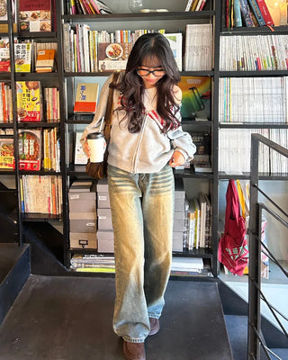 Vintage Whisker Washed Straight Denim Pants