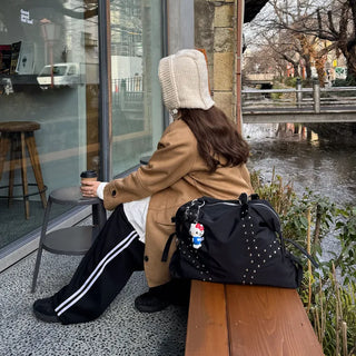 Stud Point Nylon Shoulder Bag