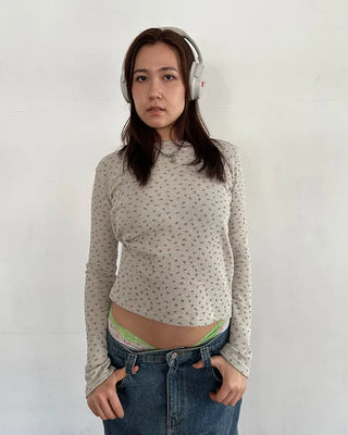 Waffle Mini Flower Slim Long Sleeve Cut and Sew