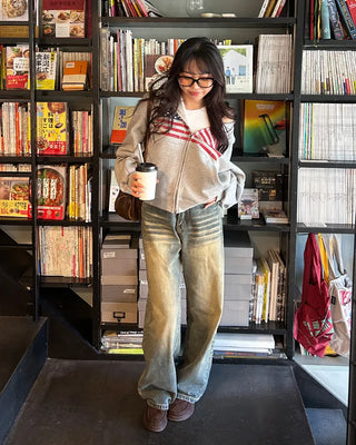 Vintage Whisker Washed Straight Denim Pants