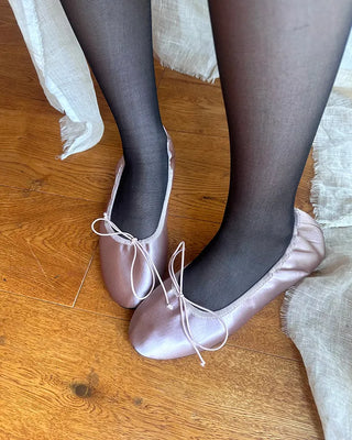Satin gathered heel flat shoes