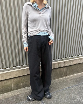Polo neck semi-cropped long T-shirt