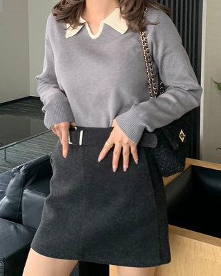 Belted mini skirt