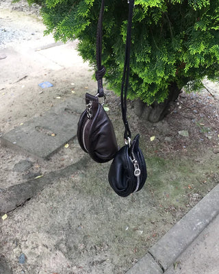 Gathered Mini Leather Shoulder Pouch