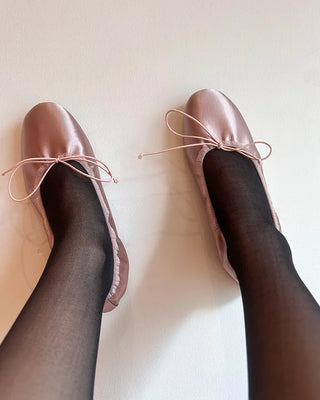 Satin gathered heel flat shoes