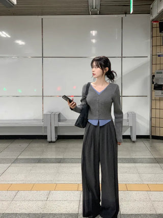 [4 colors] Pleated wide-leg slacks