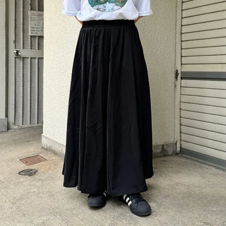 Flared elastic waist long skirt