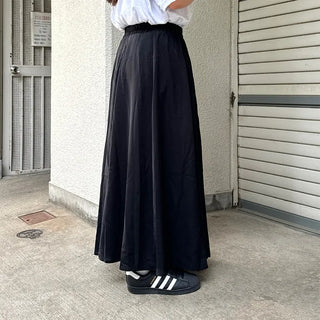Flared elastic waist long skirt