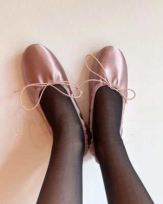 Satin gathered heel flat shoes