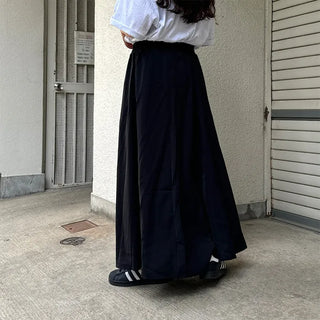 Flared elastic waist long skirt