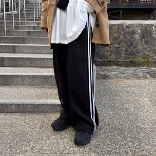 Side double-line wide track pants