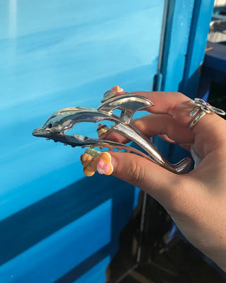 Silver dolphin hair clip