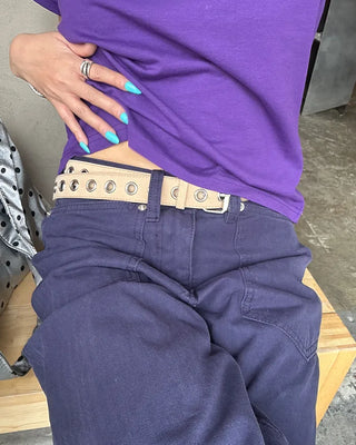 Eyelet suede belt