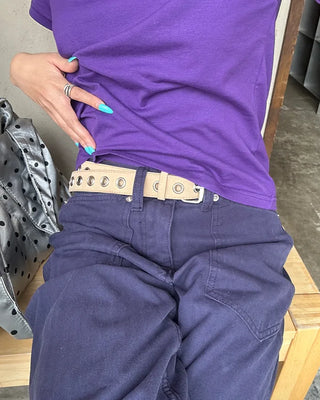 Eyelet suede belt