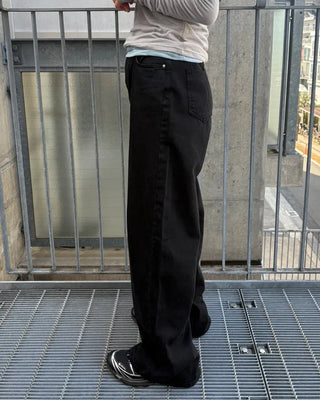 Coin pocket straight black cotton pants