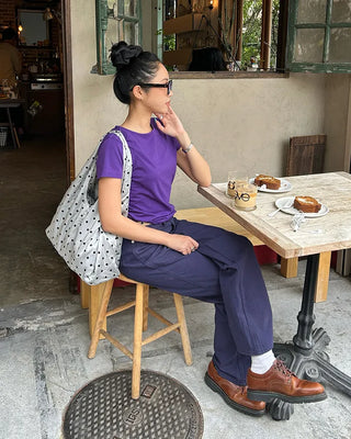 Pentagon pocket herringbone striped cotton pants
