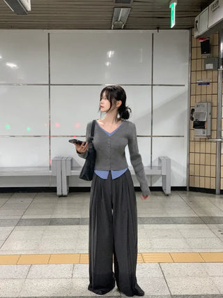 [4 colors] Pleated wide-leg slacks