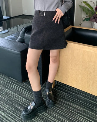 Belted mini skirt