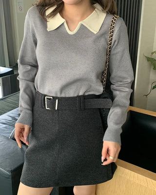 Belted mini skirt