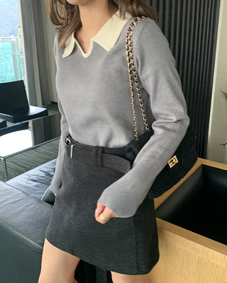 Belted mini skirt