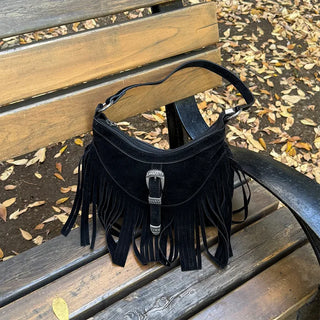Tassel suede bag