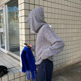 Oversized Boucle Hooded Knit