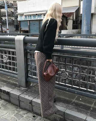 Checked wide-leg pants