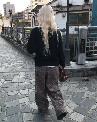 Checked wide-leg pants