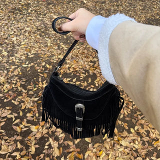 Tassel suede bag