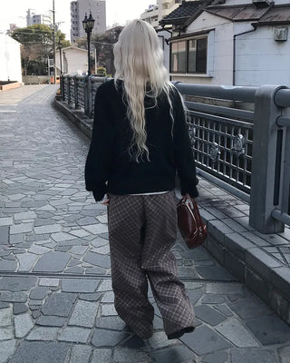 Checked wide-leg pants