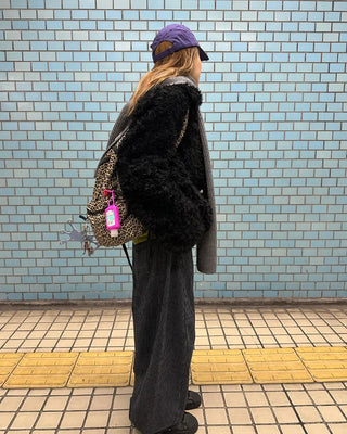 Leopard pattern backpack with zip pockets