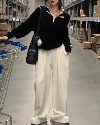 [3 colors] Pleated wide training pants