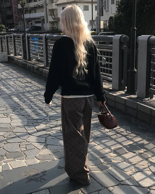 Checked wide-leg pants