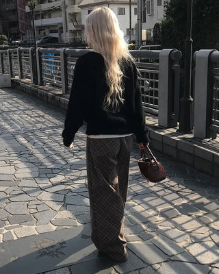 V-neck angora knit