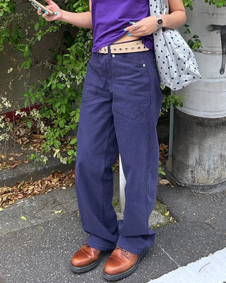 Pentagon pocket herringbone striped cotton pants