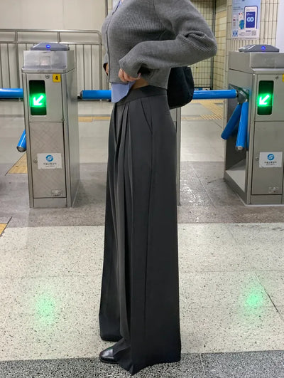 [4 colors] Pleated wide-leg slacks