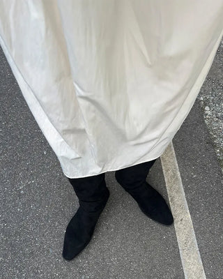 Suede Shirring Long Boots
