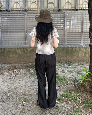 Slim-fit check short-sleeved shirt