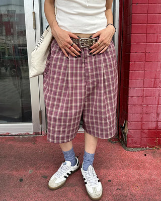 (ORIGINAL) Tartan Check Half Wide Easy Pants