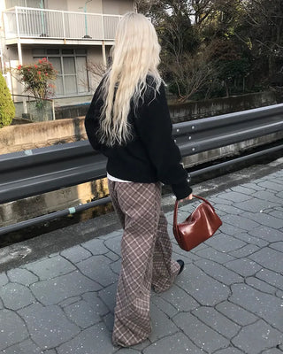 Checked wide-leg pants