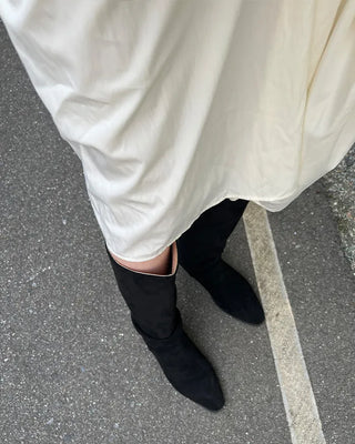 Suede Shirring Long Boots