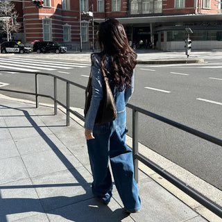 2-Way Round Neck Thin Stripe Long T-Shirt