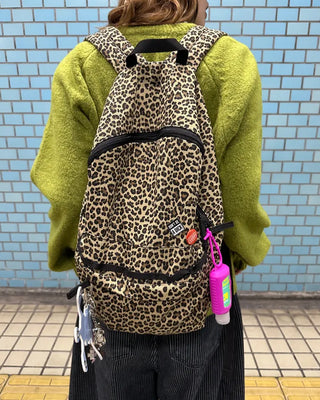 Leopard pattern backpack with zip pockets
