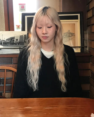 V-neck angora knit