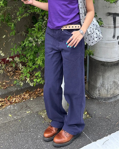 Pentagon pocket herringbone striped cotton pants