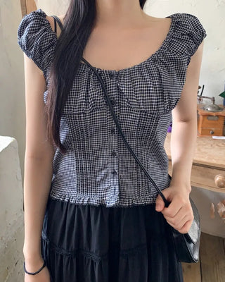 Pleated shirred blouse