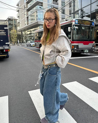 Mini Flower Double Zip Sweatshirt Hoodie