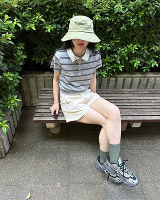 Border Color Slim Fit Short Sleeve Knit