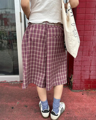 (ORIGINAL) Tartan Check Half Wide Easy Pants