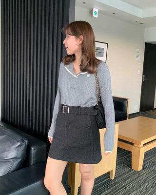Belted mini skirt